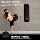 Canvas Punching Bags MMA Muay Thai Kickboxing Training Boxing Punching Bag with Chains (Black) - UNFILLED Elite Sports
