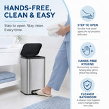 GarveeHome 3.2 Gal Stainless Steel Bathroom Trash Can with Lid, Silver