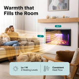 SereneLife Electric Fireplace Heater with LED Flame & Log Effects, Smart Wi-Fi, Touch Screen Panel, Remote Control, 3 Color Flame Modes, Wall Mounted Fire Place, Quiet Operation, Overheat Protection