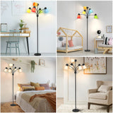 FOLKSMATE LED Floor Lamp, Medusa Multi Head Modern Tall, Rustic Adjustable Reading Standing Light for Living/Kids Room, Bedroom, Black