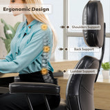 HOOOWOOO Ergonomic Office Chair,Mid Century Modern Computer Desk Chair,Comfy Executive Chair with Extra Wide Tufted Cloudy Seat Lumbar Support High Reclining Back,PU Faux Leather Black