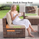 Amopatio 8 Pieces Patio Furniture Set with Fire Pit Table, All-Weather Outdoor Sectional