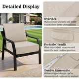 LOOFRA 6" Thick Outdoor Chair Cushions, 24 x24 Inch Patio Furniture Cushions Set of 6 with Water Resistant & Removable Cover, UV Resistant, 30D High Density Sponge Patio Cushion, Beige
