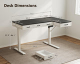 OffiGo 55 Inch L Shaped Standing Desk with 4 Wooden Drawers, White+Black