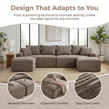 115" Boneless Couch for Living Room, U-Shaped Sectional Cloud Sofa-Camel