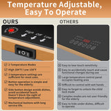 Electric Warming Tray (L 32"x12")，Food Warmers for Parties Buffet with Thermostat & Full Surface Heating, Tempered Glass Warming Mat for Food, Temperature Adjustable Gold Handles Food Warming Mat