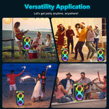 TYOTY Bluetooth Speaker 160W Loud Wireless Outdoor Portable Big Powerful Deep Bass Sound TWS Large Home Party Speakers with Subwoofer LED Lights