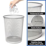 SHSYCER Silver Mesh Trash Cans,10-Pack 6 Gal Mesh Office Trash Can,Open Metal Wire Wastebaskets, Waste Basket Trash Can for Near Desk, Small Garbage Can,Recycling Garbage Container Bin for Office&Home