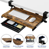 ETHU Small Keyboard Tray Under Desk with Metal Rail, 19.7x11.8", Walnut