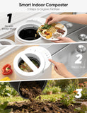 Compost Bin Kitchen, Auto-Cleaning Electric Compost Bin with Odorless & Low Noise Feature, Countertop Compost Machine for Food Scraps, Indoor Electric Food Waste Composter