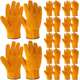 12 Pairs Leather Work Gloves Flexible Grip Gardening Construction Gloves Cowhide Thorn Proof Cut Resistant