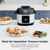 Ninja HyperHeat 9-in-1 Electric Pressure Cooker | 6.5 Qt Multi Cooker with Sear/Sauté, Slow Cooker, Rice Cooker, Sous Vide | 1200W | Fast Cooking, PFAS-Free Pot | White | PC201WH