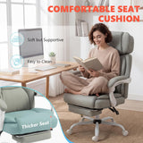 HOMCOM Massage Office Chair with Lumbar Heat, Ergonomic Executive Desk Chair with Adjustable Headrest, 6 Points Vibration, High Back, Reclining, Padded Armrests, Footrest, PU Leather, Light Gray