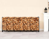 Luoieo Firewood Rack Outdoor 8 FT - Adjustable Length (2.6-8ft), Holds 1/2 Face Cord Firewood, Heavy Duty Log Holder with 14 Support Legs for Backyard Fire Pit & Indoor Fireplace,Black