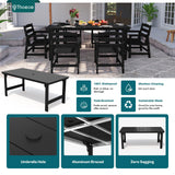 7 Piece Outdoor Dining Set, Patio Dining Table and 6 Chairs, All-Aluminum Frame