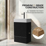 BLUHOUZZ 20" Bathroom Vanity with White Ceramic Sink, Black Fluted