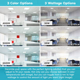 LUXRITE 2x2 FT LED Flat Panel Light, 30/35/40W, 3 Color Selectable 4000K-6500K, Backlit Drop Ceiling Lights, 3750/4375/5000 Lumens, 0-10V Dimmable, 100-277V, Prismatic Anti-Glare, ETL DLC (4 Pack)
