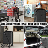 Heavy Duty Folding Shopping Cart for Groceries, Jumbo Grocery Carts with 360° Swivel Wheels, Waterproof Bag, Portable Utility Trolley