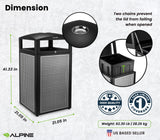 Alpine 40-Gallon Outdoor Commercial Trash Can with Ashtray & Locking Lid