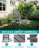 SERWALL Outdoor Rocking Chair Set of 4, HDPE Rocker for Adults, Grey