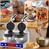 HTTSICHI Commercial Belgain Waffle Maker - Rotating Double Waffle Maker w/Non-stick and 1.2 in Thick, Filp Belgian Waffle Machine w/ 122-572℉ Temp Range
