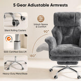 Cross Legged Office Chair with Footrest, Big and Tall Comfy Ergonomic Reclining Executive Chair Wide Seat with Flip-Down Armrests