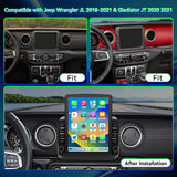 4G+64G Car Radio Stereo Compatible with Jeep Wrangler JL 2018-2021 Gladiator JT 2020 2021, Android 15 IPS Touchscreen, Wireless Carplay Android Auto/Bluetooth/FM/GPS/WiFi/SWC/BackupCamera(9.7 Inch)