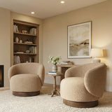 KISLOT Swivel Barrel Accent Chair, Boucle Fabric, Sand, 2-Pack