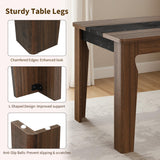 Long Dining Table for 6, Marble Texture Finish Kitchen Table with Sturdy Wooden Frame, Rectangle Dining Table for Dining Room