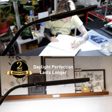Electra™ Table Lamp: 3 Color Temperatures (Daylight 6000K/Cool 4000K/Warm 2700K), 95+ CRI LED, Dimmer Switch, Flexible Arm, Desk Lamp for Artists, Crafts & Office (Black, 2500 Lux at 12")