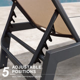 PURPLE LEAF Chaise Lounge Outdoor Set of 2 with Wheels, Aluminum, Beige