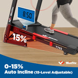 Winfita Treadmills with 0-15% Auto Incline for Home, Folding Treadmill with 300 lbs Capacity, 10 MPH Speed, 50'' x 18'' Wide Belt, APP,64 Programs, Pulse Monitor, BMI Detector for Home Use