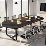 6ft Oval Conference Table Curved Meeting Tables for Office Brown