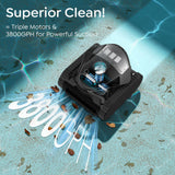 Cordless Robotic Pool Cleaner, Wall & Waterline Cleaning, 150Min,Strong Suction, Triple-Motor, Multi Cleaning Modes, Ideal for Inground Pools, Efficient C1 Pool Vacuum Robot,Frosted Black Blue