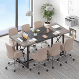 Giantex 6FT Conference Table with Power Outlets, Large Rectangle Meeting Table for 6-8 People