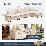 PHI VILLA Oversized Sectional Sofa L Shaped 5-Seat Modular Cloud Couch