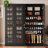 Tribesigns Tall Shoe Cabinet Set of 2, 8-Tier Shoe Storage with Adjustable Shelves, Modern Shoe Organizer Shoe Rack Cabinet for Entryway, Hallway, Closet, Living Room, Black