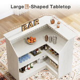 Tribesigns Bar Cabinet, L-Shaped Home Bar Table with Stemware Racks, 4-Tier Corner Bar Unit Liquor Wine Bar Table Reception Desk for Home Pub, White