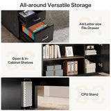 Tribesigns 85.8-Inch L-Shaped Executive Desk with File Drawers, Door Cabinet & Shelves