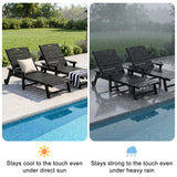 LegacyAmerhome Outdoor Lounge Chair Set of 4 with 5-Position Adjustable, Outside Lounge Chair with Cup Holder, Wheels for Easy Mobility, HDPE Tanning Chair for Poolside, Patio, Black