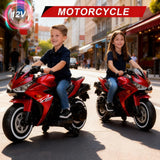 12V Electric Ride On Motorcycle for Kids, Training Wheels, Full Hand Drive Motorbike Toy, Perfect for Boys and Girls (3-8 Yrs) (RED)