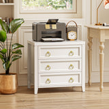 Huuger Paint Night Stand with Charger Station and USB-C Port, 3 Drawer Nightstands Set of 2, Larger Wider Bedside Table, Modern End Table, for Bedroom, White Nightstand
