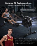 Merach Indoor Rowing Machine - Competition Monitor, Adjustable Air Resistance Rowing Machines for Home, Ergonomic Comfort Seat and Device Holder, Easy Storage, NovaRow R50 Pro