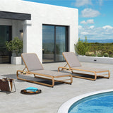 PURPLE LEAF 1 Piece Outdoor Chaise Lounge Heavy-Duty w/Side-Table Teak