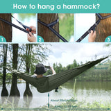 Large Camping Hammock with Mosquito Net 2 Person Pop-up Parachute Lightweight Hanging Hammocks (New Army Green) G4Free