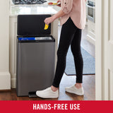 Stainless Steel Metal Dual Stream Step-On Trash, 10.5-Gallon, Charcoal, Wastebasket Home/Kitchen, Trash and Recycle Bin Combo Rubbermaid