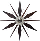 Infinity Instruments Utopia Mid-Century 30 inch Wood and Metal Wall Clock, Walnut Dark Wood