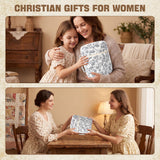 KOUDGY Bible Cover Case for Women Large Quilted Bible Carrying Bag with Handles Bible Study Supplies & Accessories Christian Gifts for Women(Big Blue Flower, L)