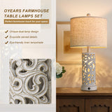 OYEARS Bedside Table Lamps Set of 2 with USB & Night Light, 22'' Farmhouse Bedroom Lamps for Nightstand, Vintage Table Lamps for Bedroom Living Room Home Offce (Bulb Included)