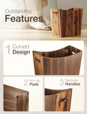 Tidita 3-Gallon Acacia Wood Wastebasket, Small Wood Trash Can with Handles